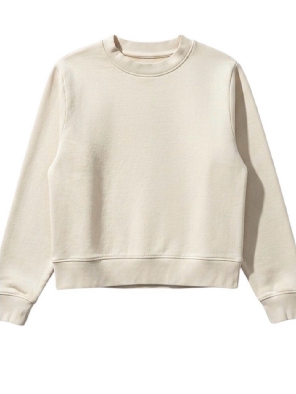 MATE the Label Organic Fleece Shrunken Crew Neck Sweatshirt Bone Cream XS NEW